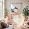 Large Framed Painted Hills Oregon Watercolor Wall Art - Cozy Living Room - Portrait