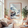 Large Framed Shenandoah National Park Watercolor Wall Art - Cozy Living Room - Portrait