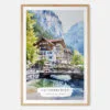 Lauterbrunnen Switzerland Watercolor Art Print - Main - Wood Frame