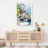 Lauterbrunnen Switzerland Watercolor Art Print - Shelf - Portrait