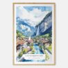 Lauterbrunnen Watercolor Art Print - Main - Wood Frame