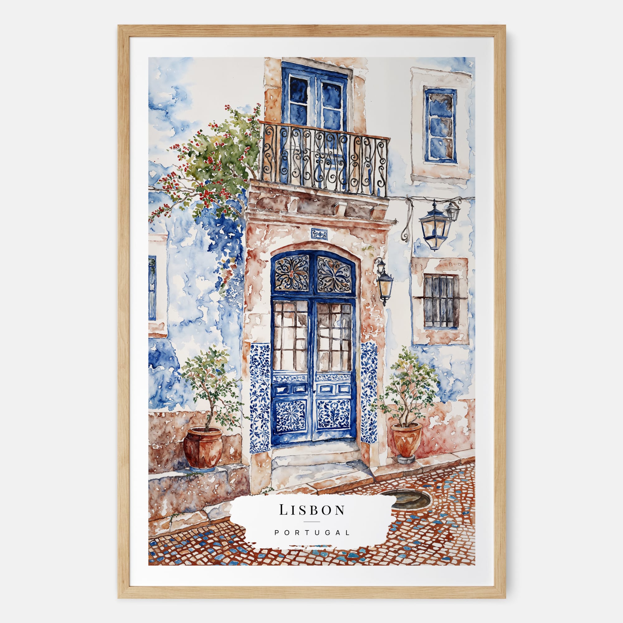 Lisbon Streets Watercolor Painting – Portugal Travel Art Print