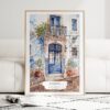 Lisbon Streets Watercolor Art Print - Wood Frame standing on Floor