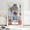 Lisbon Streets Watercolor Art Print - Wood Frame standing on Floor