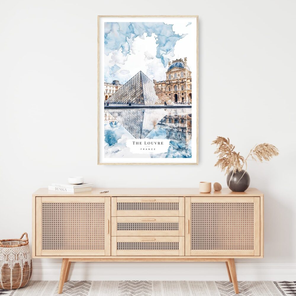 Louvre Watercolor Art Print - Shelf - Portrait Louvre Watercolor Art Print - Shelf - Portrait