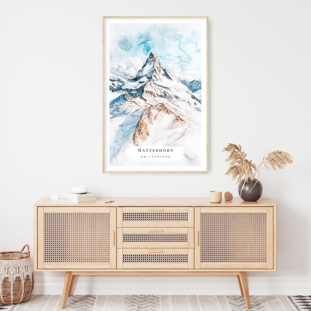 Matterhorn Watercolor Art Print - Shelf - Portrait Matterhorn Watercolor Art Print - Shelf - Portrait