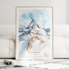 Matterhorn Watercolor Art Print - Wood Frame standing on Floor