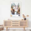 Multnomah Falls Watercolor Art Print - Shelf - Portrait