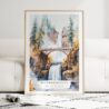 Multnomah Falls Watercolor Art Print - Wood Frame standing on Floor