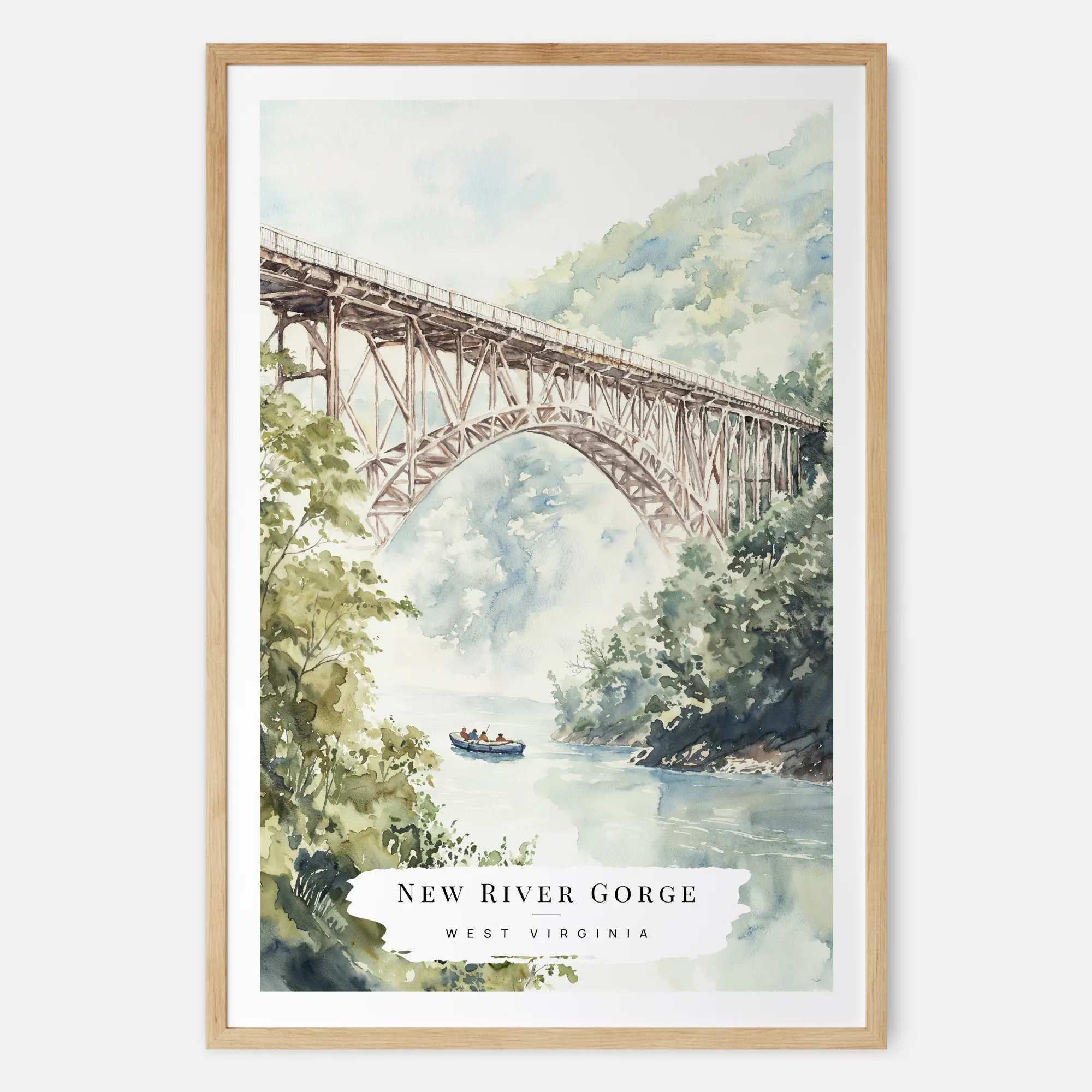 New River Gorge Bridge Watercolor Art Print