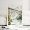 New River Gorge Bridge Watercolor Art Print - Wood Frame standing on Floor