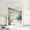 New River Gorge Bridge Watercolor Art Print - Wood Frame standing on Floor
