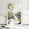 New River Gorge National Park Watercolor Art Print - Wood Frame standing on Floor
