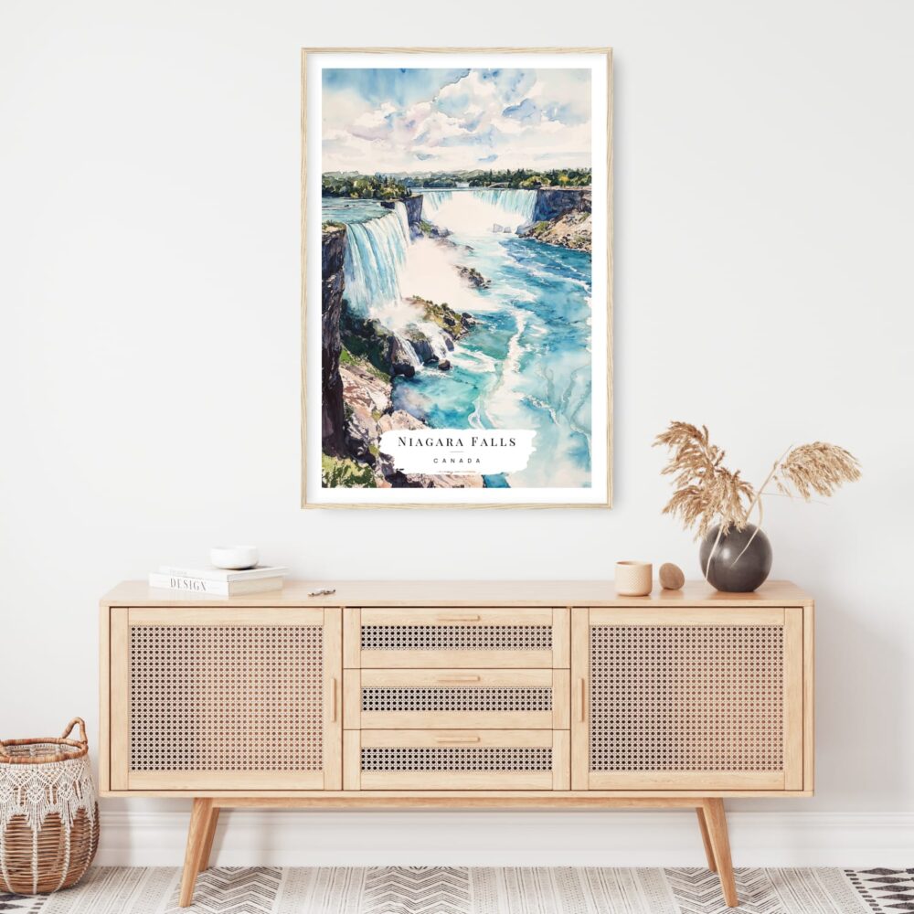 Niagara Falls Watercolor Art Print - Shelf - Portrait Niagara Falls Watercolor Art Print - Shelf - Portrait