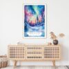Northern Lights Fairbanks Alaska Watercolor Art Print - Shelf - Portrait