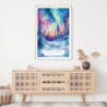 Northern Lights Fairbanks Alaska Watercolor Art Print - Shelf - Portrait