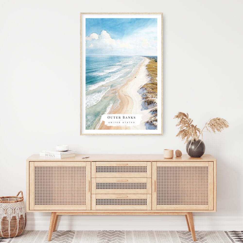 Outer Banks NC Watercolor Art Print - Shelf - Portrait Outer Banks NC Watercolor Art Print - Shelf - Portrait