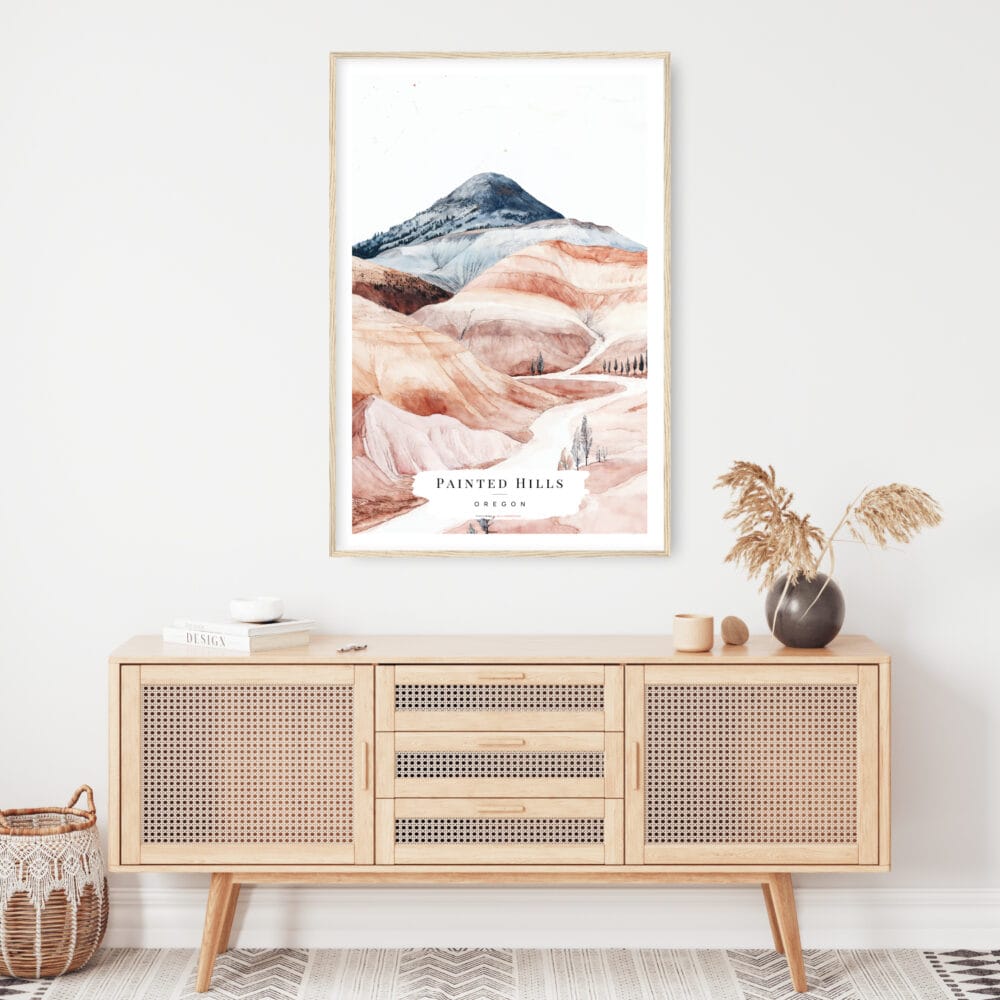 Painted Hills Oregon Watercolor Art Print - Shelf - Portrait Painted Hills Oregon Watercolor Art Print - Shelf - Portrait