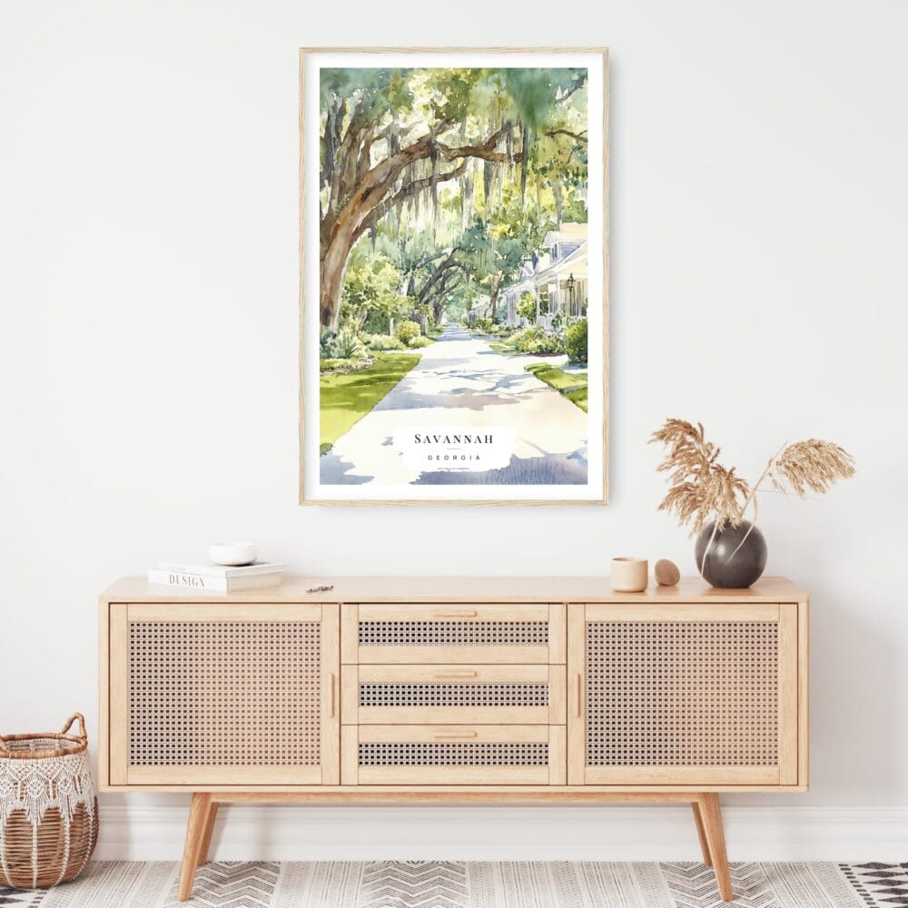 Savannah Georgia Watercolor Art Print - Shelf - Portrait Savannah Georgia Watercolor Art Print - Shelf - Portrait