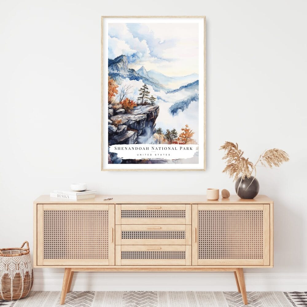 Shenandoah National Park Watercolor Art Print - Shelf - Portrait Shenandoah National Park Watercolor Art Print - Shelf - Portrait