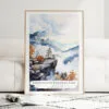 Shenandoah National Park Watercolor Art Print - Wood Frame standing on Floor