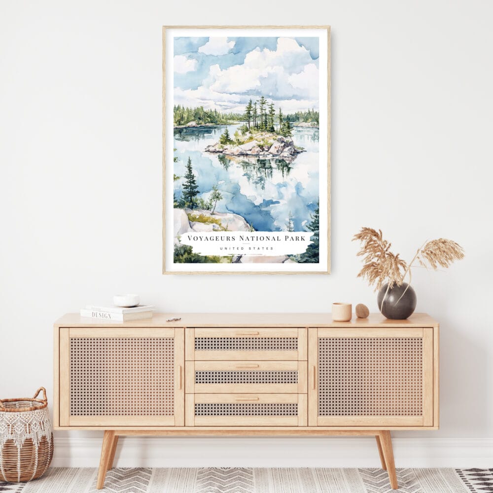 Voyageurs national park Watercolor Art Print - Shelf - Portrait Voyageurs national park Watercolor Art Print - Shelf - Portrait