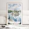 Voyageurs national park Watercolor Art Print - Wood Frame standing on Floor