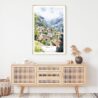 Wengen Switzerland Watercolor Art Print - Shelf - Portrait