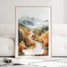 White Mountains New Hampshire Watercolor Art Print - Wood Frame standing on Floor