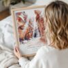 Woman Holding Framed Antelope Canyon Watercolor Wall Art - Portrait