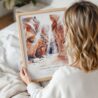 Woman Holding Framed Antelope Canyon Watercolor Wall Art - Portrait