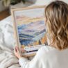 Woman Holding Framed Blue Ridge Mountains Watercolor Wall Art - Portrait