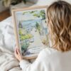 Woman Holding Framed Cape Cod Provincetown Watercolor Wall Art - Portrait