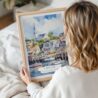Woman Holding Framed Cape Cod Watercolor Wall Art - Portrait