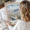 Woman Holding Framed Cape Town Watercolor Wall Art - Portrait