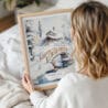 Woman Holding Framed Fairbanks Alaska Winter Watercolor Wall Art - Portrait