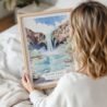 Woman Holding Framed Havasu Falls Watercolor Wall Art - Portrait