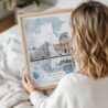 Woman Holding Framed Louvre Watercolor Wall Art - Portrait