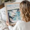 Woman Holding Framed Niagara Falls Watercolor Wall Art - Portrait
