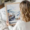Woman Holding Framed Shenandoah National Park Watercolor Wall Art - Portrait