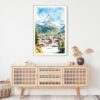 Zermatt Switzerland Watercolor Art Print - Shelf - Portrait