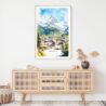 Zermatt Switzerland Watercolor Art Print - Shelf - Portrait