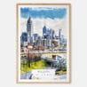 00 - Atlanta Skyline Watercolor Art Print - Main - Wood Frame