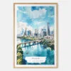 00 - Austin Texas Watercolor Art Print - Main - Wood Frame