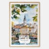 00 - Belgrade Watercolor Art Print - Main - Wood Frame