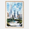 00 - Chicago Millennium Park Watercolor Art Print - Main - Wood Frame