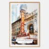00 - Chicago Theater Watercolor Art Print - Main - Wood Frame