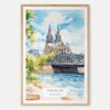 00 - Cologne Cathedral Watercolor Art Print - Main - Wood Frame