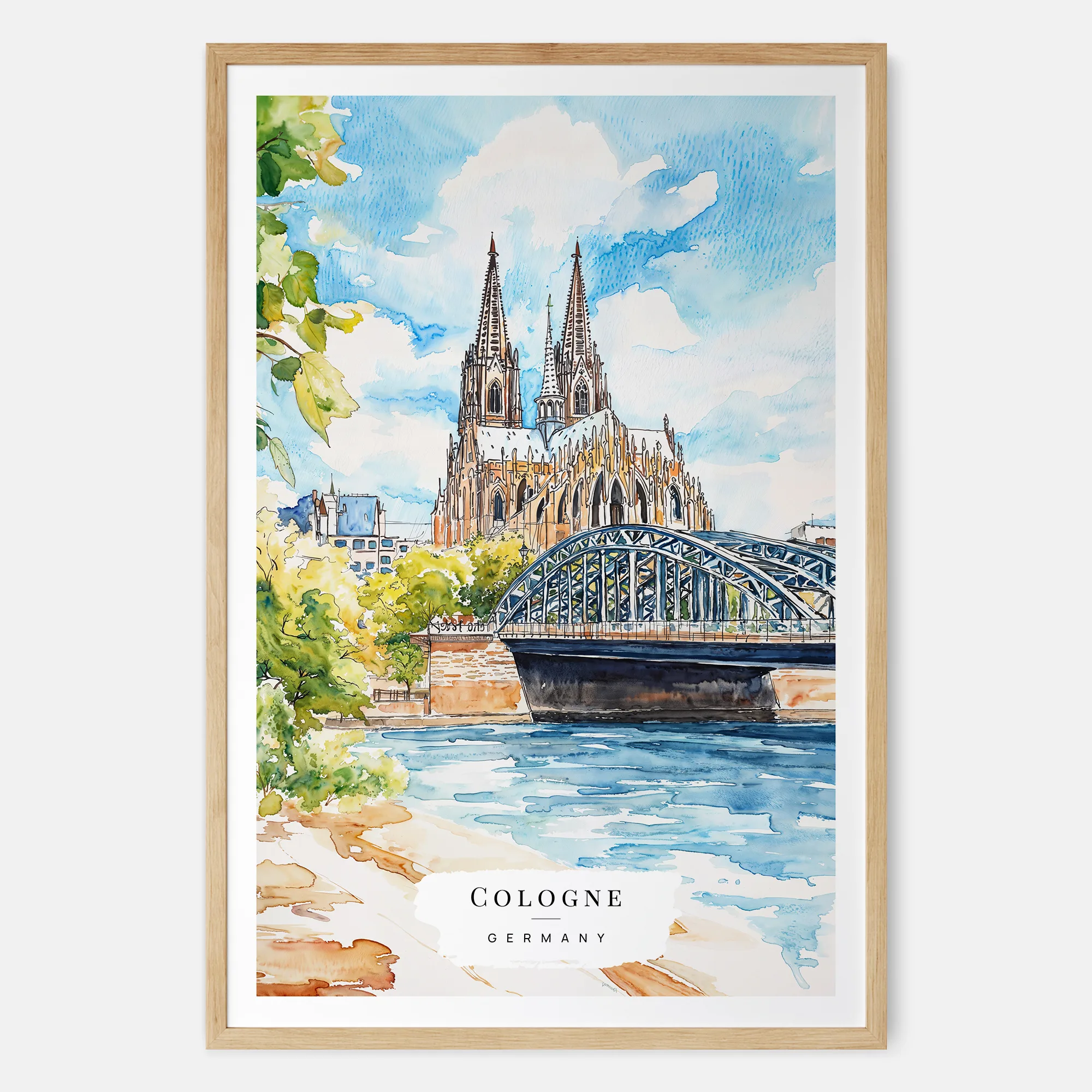 Cologne Cathedral Watercolor Painting - Germany Travel Art