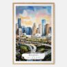 00 - Houston Texas Watercolor Art Print - Main - Wood Frame